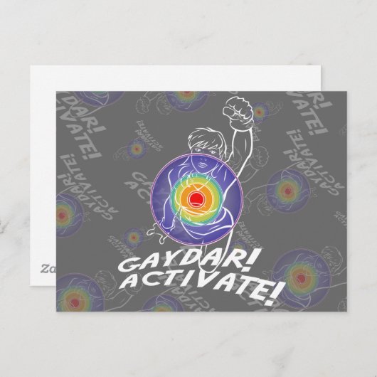 Gaydar. Activeer! Rainbow Lesbian Briefkaart (Voorkant / Achterkant)