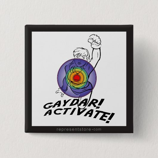 Gaydar. Activeer! Rainbow Lesbian Vierkante Button 5,1 Cm (Voorkant)