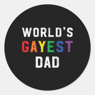 Gayest Dad Cute Gay Pride Lgbt Fathers Day Ronde Sticker