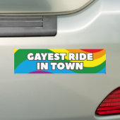 Gayest Ride in de stad Bumpersticker (Op auto)