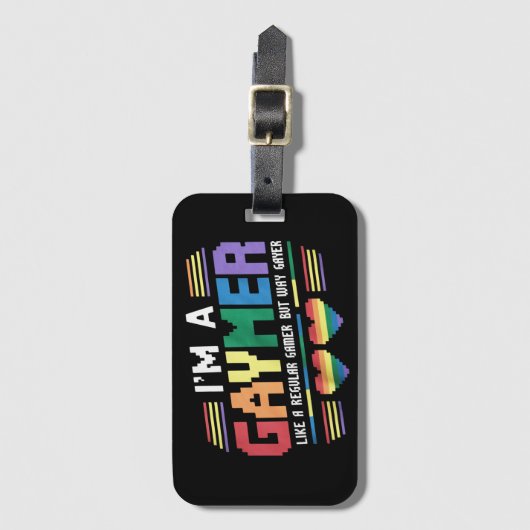Gaymer als een gewone gamer maar way gayer gamer bagagelabel (Voorkant (verticaal))