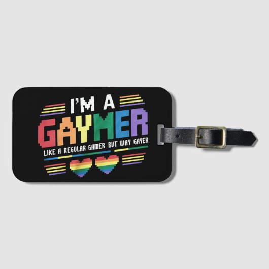 Gaymer als een gewone gamer maar way gayer gamer bagagelabel (Voorkant (horizontaal))