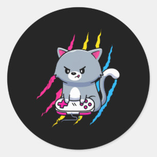 Gaymer Geek Pride LGBT Video Game Lover Gift Cat Ronde Sticker