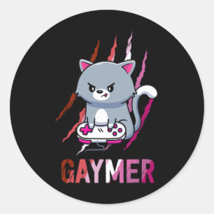Gaymer Geek Pride LGBT Video Game Lovers Gift Cat Ronde Sticker