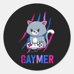 Gaymer Geek Pride LGBT Video Game Lovers Gift Cat Ronde Sticker