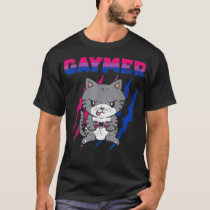 Gaymer Purride Cat Video Game Gamer LGBTQ Bisexual T-shirt