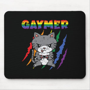 Gaymer Purride Cat Video Game Gamer Lgbtq Rainbow Muismat