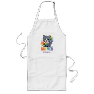 Gaymer - Rainbow Gaming Cat met Console LGBTQ 2 Lang Schort
