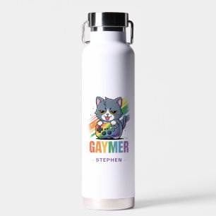Gaymer - Rainbow Gaming Cat met Console LGBTQ 2 Waterfles