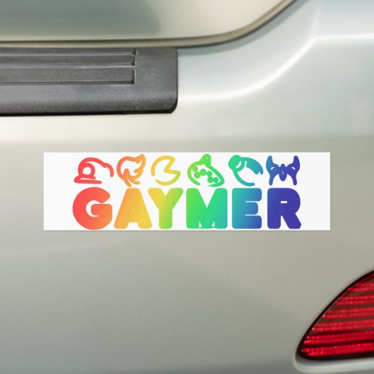 Gaymer | Rainbow Ombre Funny Gay Pride Button Bumpersticker (Op auto)