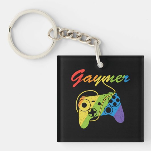 Gaymer | Regenboogvideogame-controller | Gokken Sleutelhanger (Voorkant)
