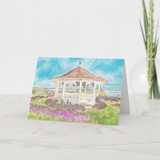 Gazebo Blanc Peint Sur Carte De Voeux Cape Cod (Devant)
