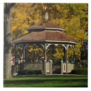 Gazebo in de herfst tegeltje