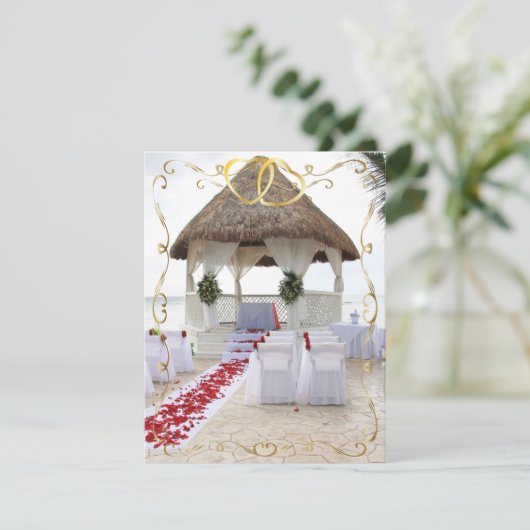 Gazebo over de uitnodiging tot het huwelijk op str (Staand voorkant)