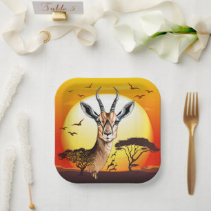 gazelle afrikaanse antilope wild dier papieren bordje