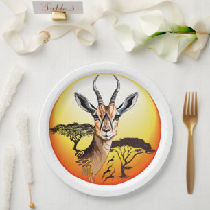 gazelle afrikaanse antilope wild dier papieren bordje