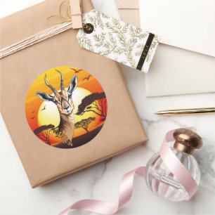 gazelle afrikaanse antilope wild dier ronde sticker