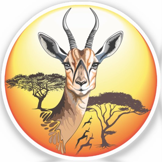gazelle afrikaanse antilope wild dier sticker (Voorkant)