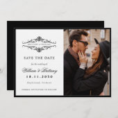[GAZELLE] Elegante zwart-wit monochrome bruiloft Save The Date (Voorkant / Achterkant)