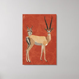 GAZELLE EN ANTLER OWL CANVAS AFDRUK