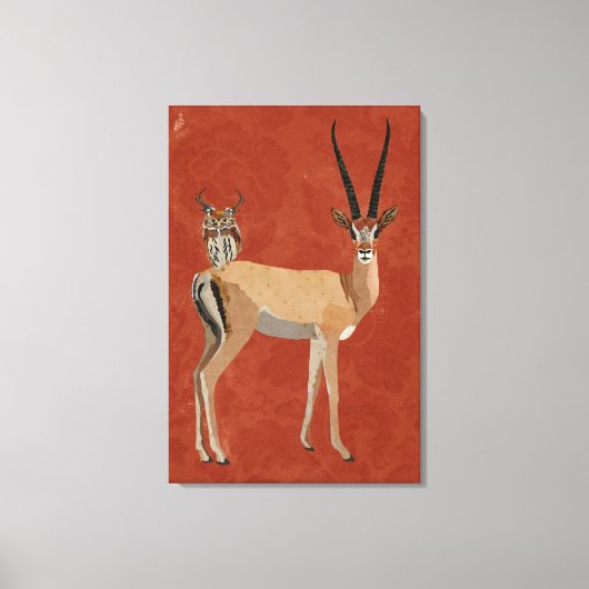 GAZELLE EN ANTLER OWL CANVAS AFDRUK (Voorkant)