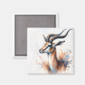 Gazelle Head Waterverf Portret Magneet (Voorkant / Achterkant)