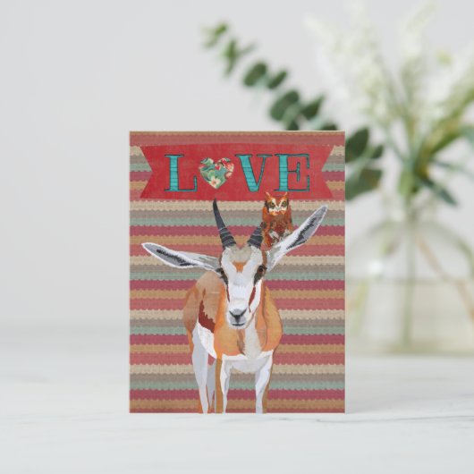 GAZELLE & OWL VALENTIJNSDAG Ansichtkaart Feestdagenkaart (Staand voorkant)