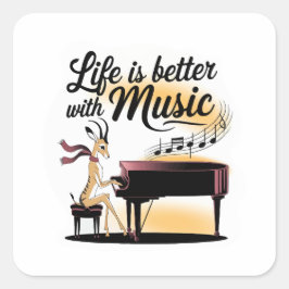 gazelle piano vierkante sticker