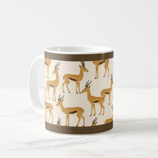 "GAZELLEPRINT" - 11 OZ. KOFFIEBEEKER KOFFIEMOK (Voorkant links)