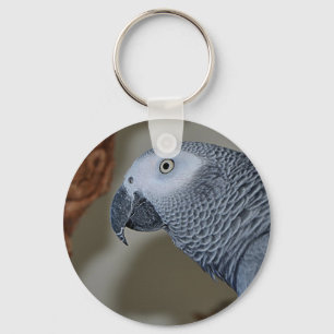 Gazing Congo African Gray Parrot Sleutelhanger
