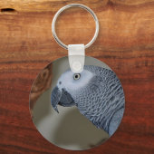 Gazing Congo African Gray Parrot Sleutelhanger (Voorkant)
