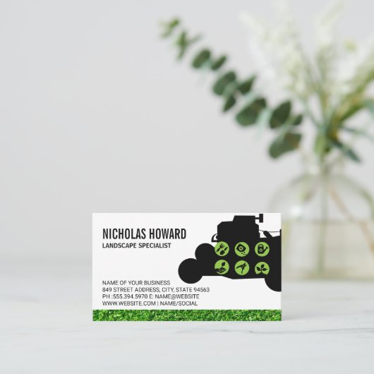 Gazonmaaier Grass Tuingereedschap Visitekaartje (Staand voorkant)