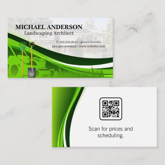 Gazonmaaier Tuingereedschap | woonlandschap Visitekaartje (Voorkant / Achterkant)