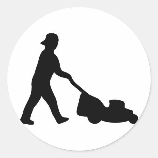gazonmaaipictogram ronde sticker (Voorkant)