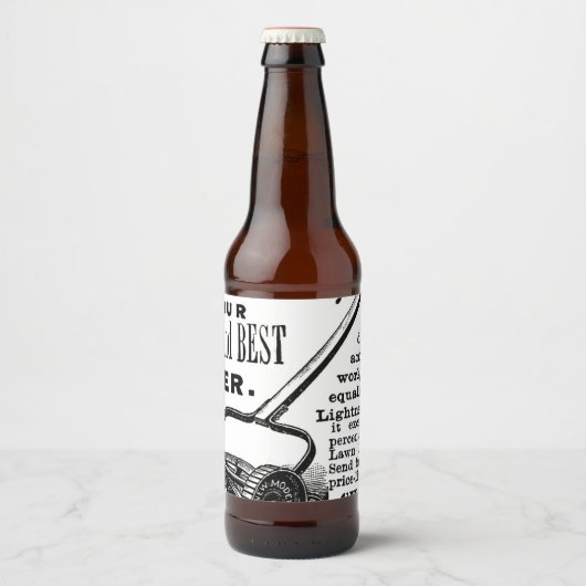 gazonmoweradvertentie bier etiket (Voorkant)