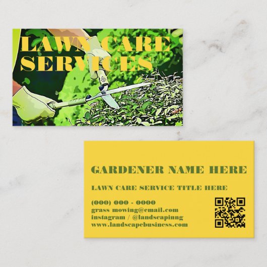 Gazononderhoud Trimmen Grass Cleaning QR-code Visitekaartje (Voorkant / Achterkant)