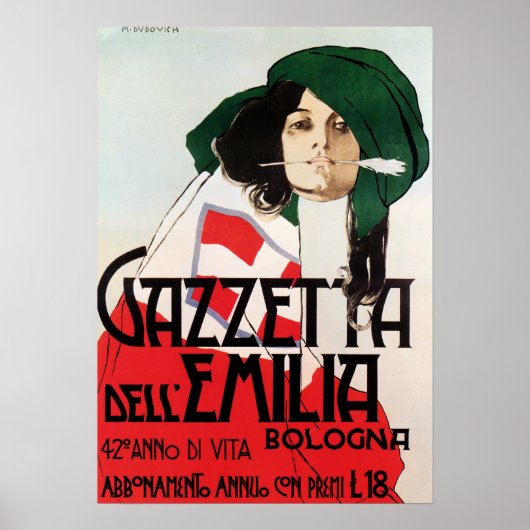 GAZZETTA DELL EMILIA Bologna van Marcelo Dudovitsj Poster (Voorkant)