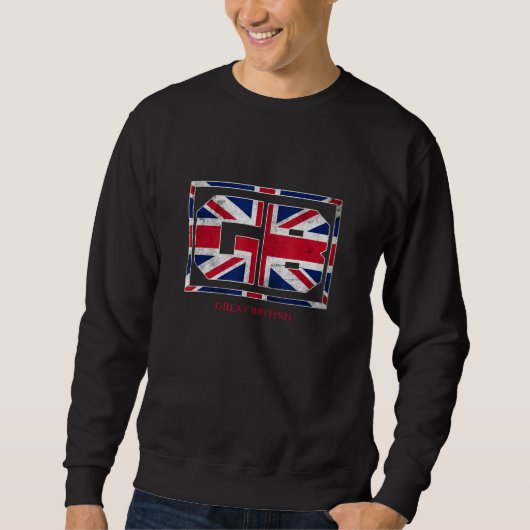 GB Great British with UK Flag Illustration Graphic Trui (Voorkant)