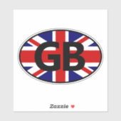 GB landcode Union Jack vlag ovaal vinyl Sticker (Vel)