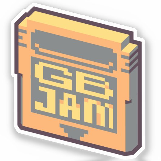 GBJam vinyl sticker - retro sticker voor gamedevs (Voorkant)