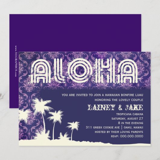 GC Aloha Luau Palm Paars Kaart (Voorkant / Achterkant)