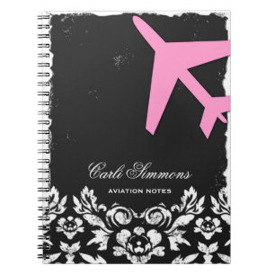 GC Aviation Takeoff Pink Damask-laptop Notitieboek
