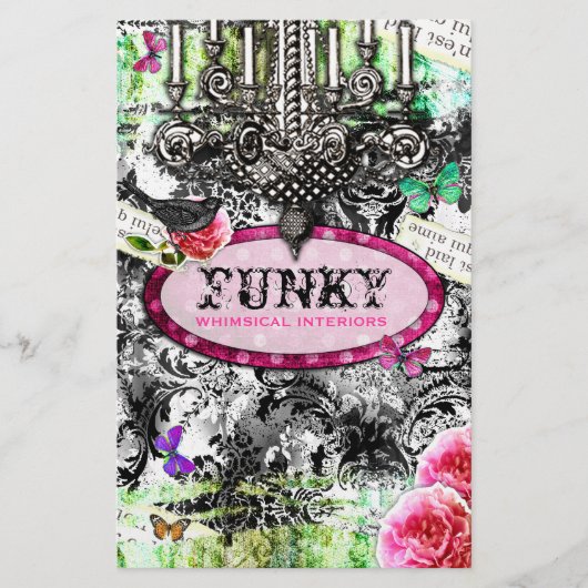 GC | charme (Whimsical) - Black White Damask Flyer (Voorkant)