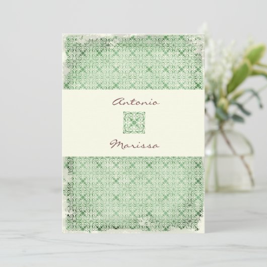 GC | ELEGANT  GROENE INVITATIE KAART (Staand voorkant)