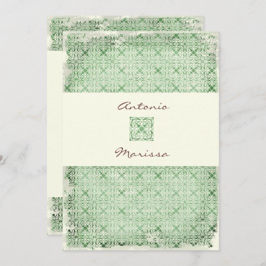 GC | ELEGANT  GROENE INVITATIE KAART (Voorkant / Achterkant)