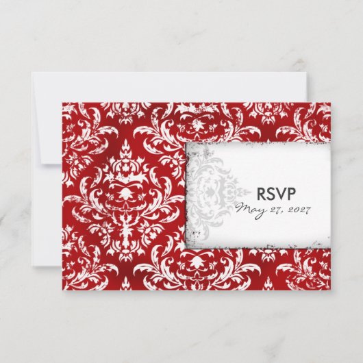 GC | Erika Vintage Ruby Red Damask RSVP (Devant)