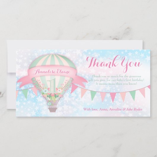 GC Hete Luchtballon Eerste Verjaardag Bedankt (Voorkant)