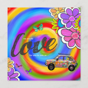 GC Hippy Tie Dye Invite 2 Kaart
