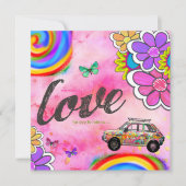 GC | Hippy Tie Dye nodigt roze uit Kaart (Voorkant)