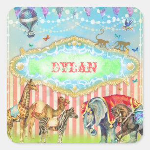 GC Magical Doe mee met het Circus Blauw Vierkante Sticker